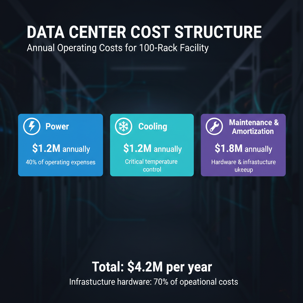 Data Center Cost Structure - Annual operating costs for a 100-rack facility