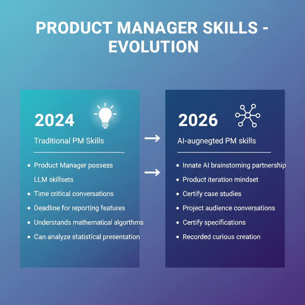 Product Manager Skills Evolution: Comparison of traditional PM skills in 2024 versus AI-augmented PM skills in 2026