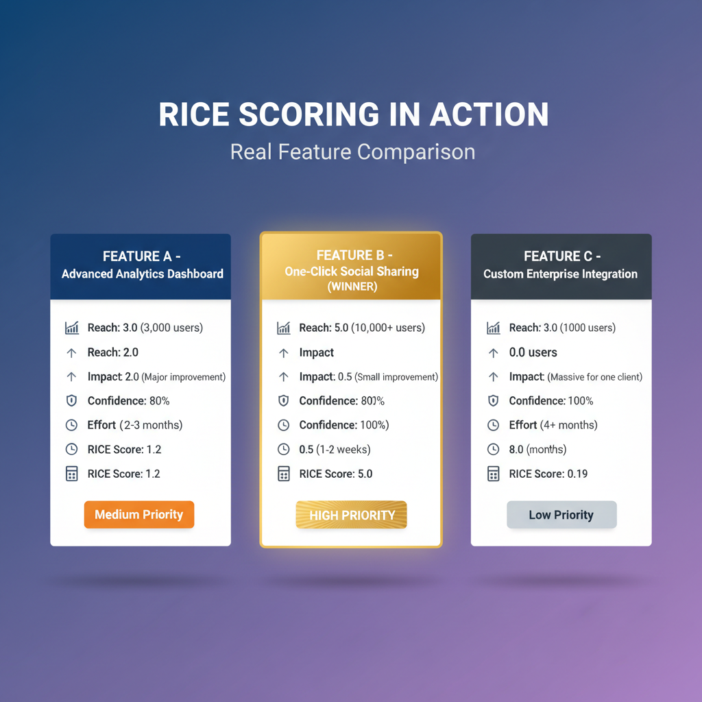 RICE scoring in action - real feature comparison example