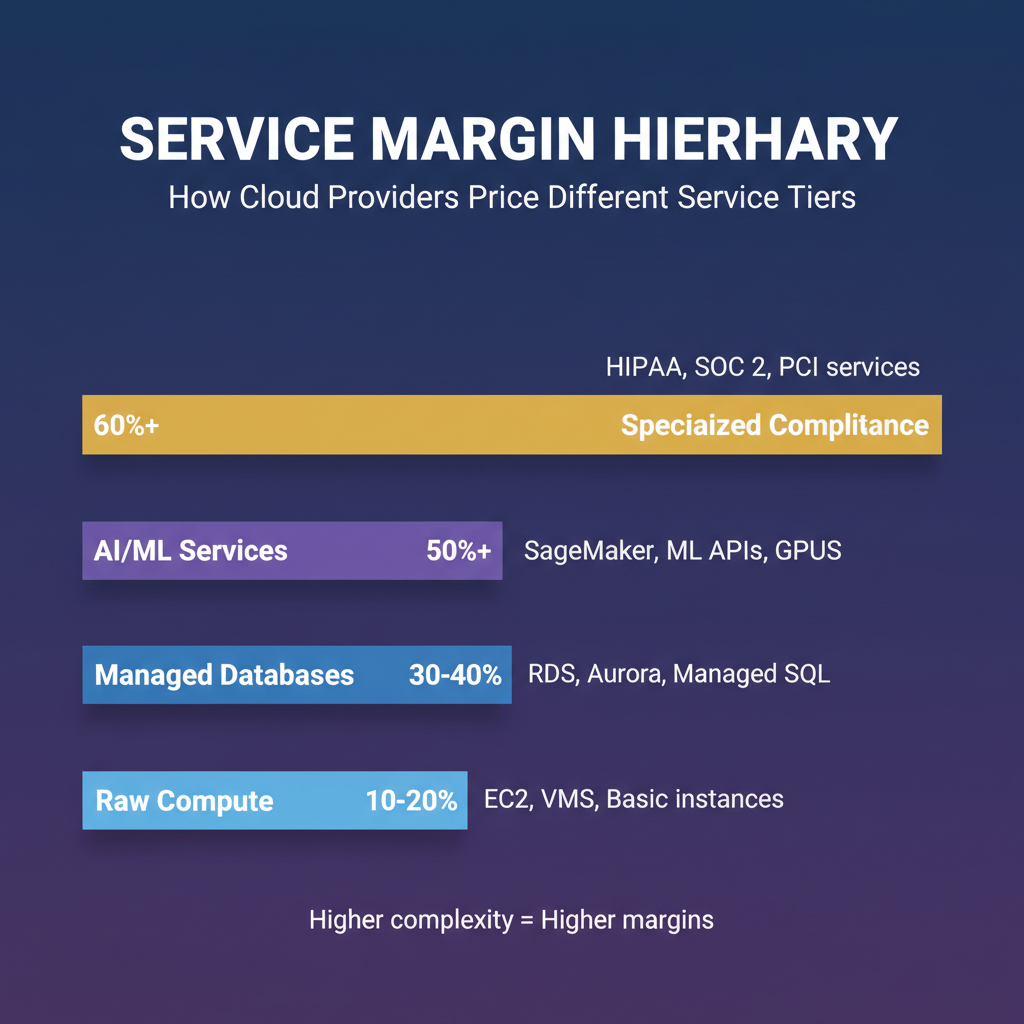 Service Margin Hierarchy - How cloud providers price different service tiers